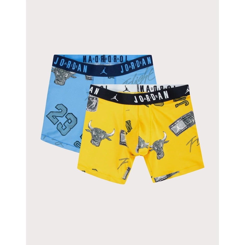 JORDAN Flight Micro Dri-Fit Boxer Briefs 2 Pack Blue Yellow Men's M (32-34) NEW‎